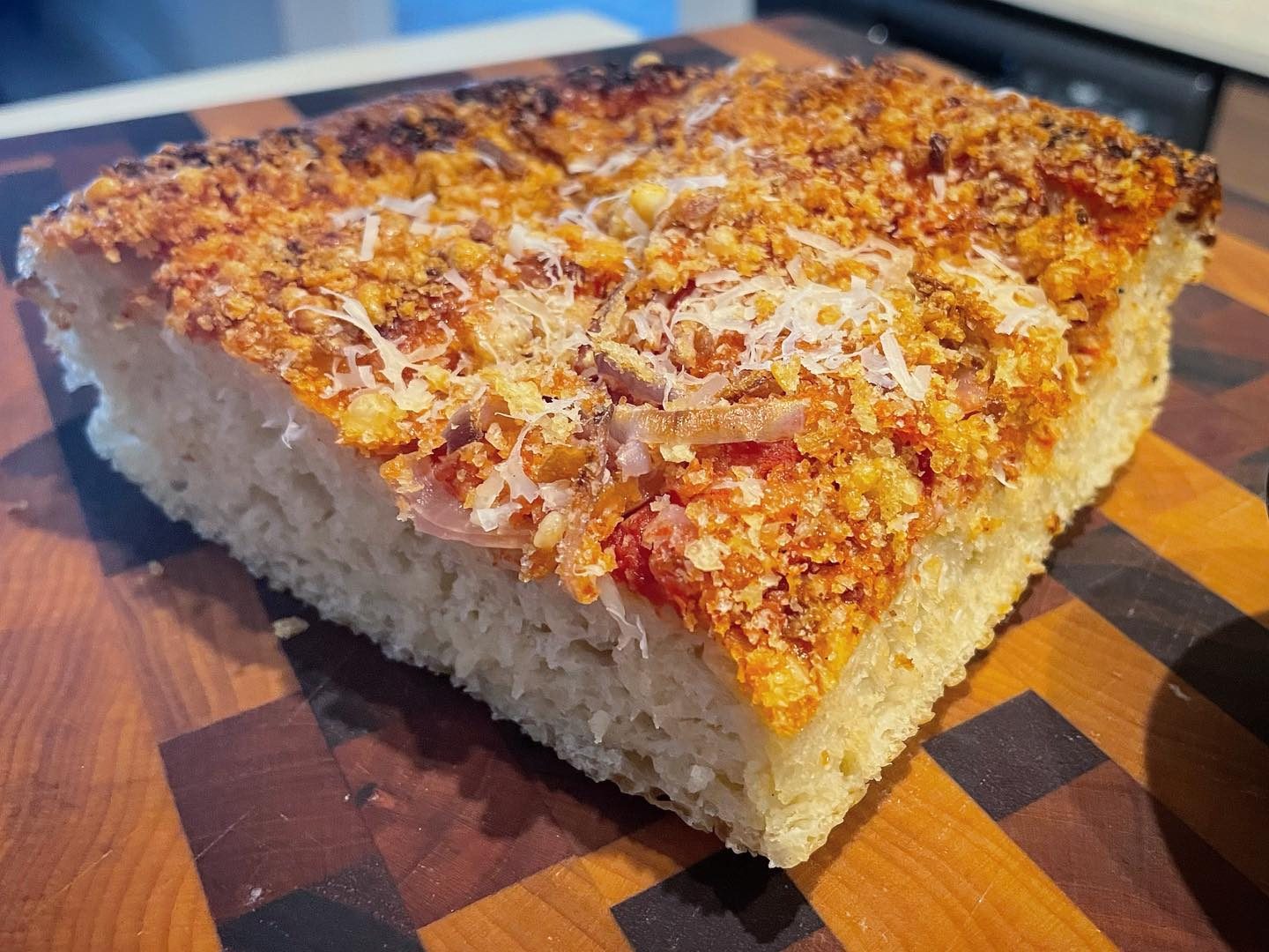 A square on the cutting board at Allez Bakery