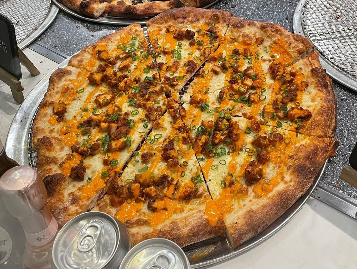 Whole pizza at Andy’s Pizza