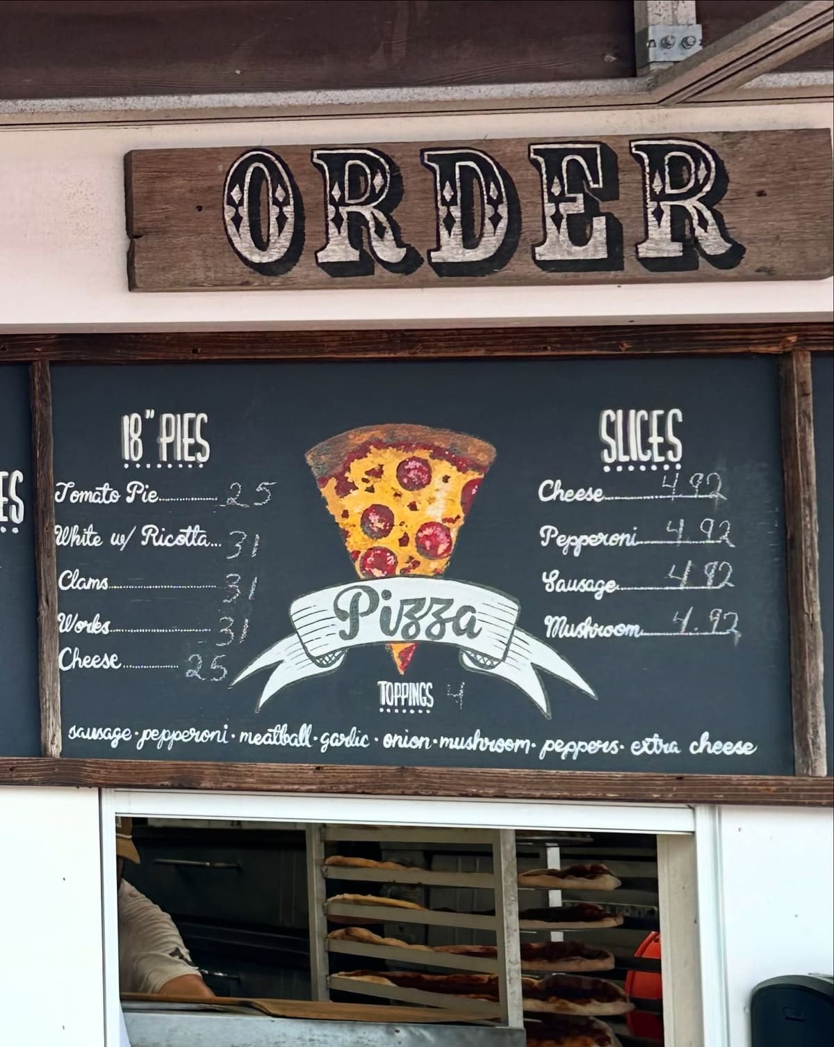 Restaurant menu at Bay Village Pizza in Long Beach Island
