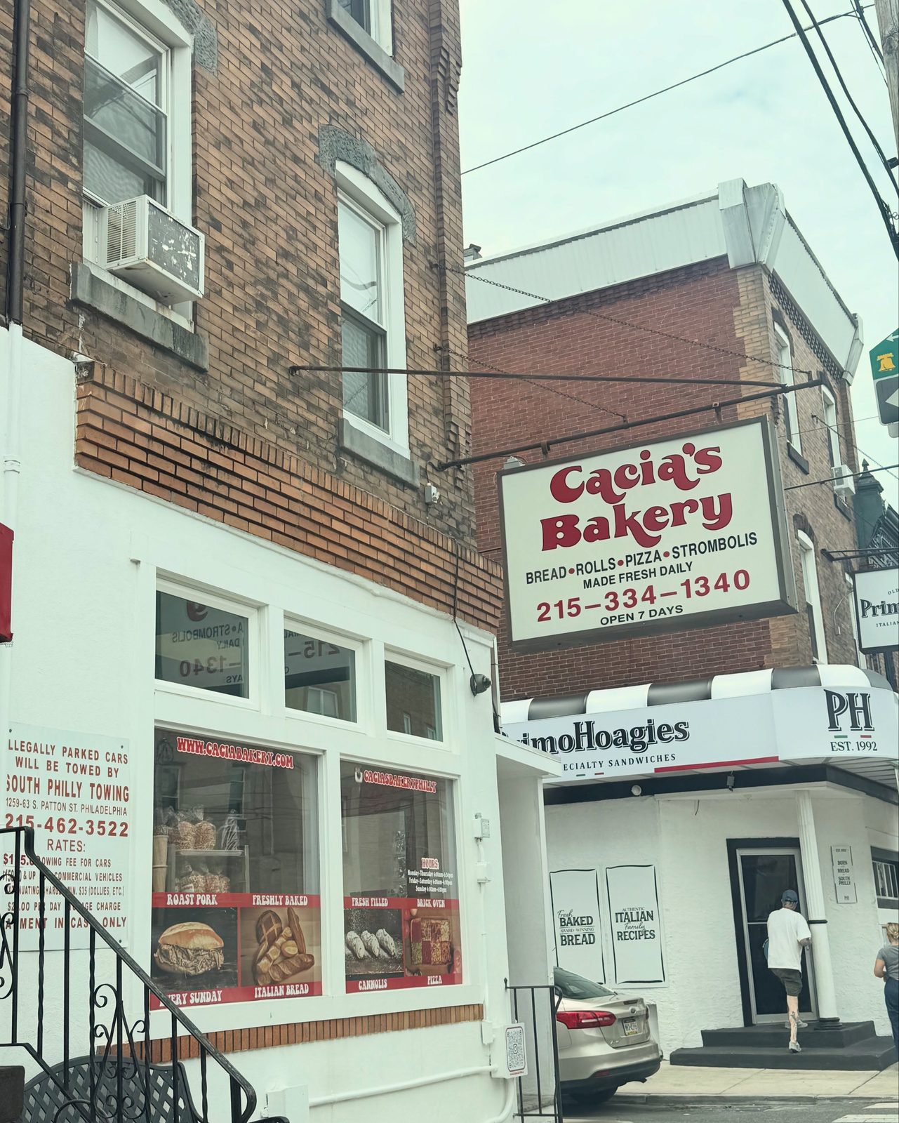 Restaurant exterior at Cacia’s Bakery in South Philadelphia