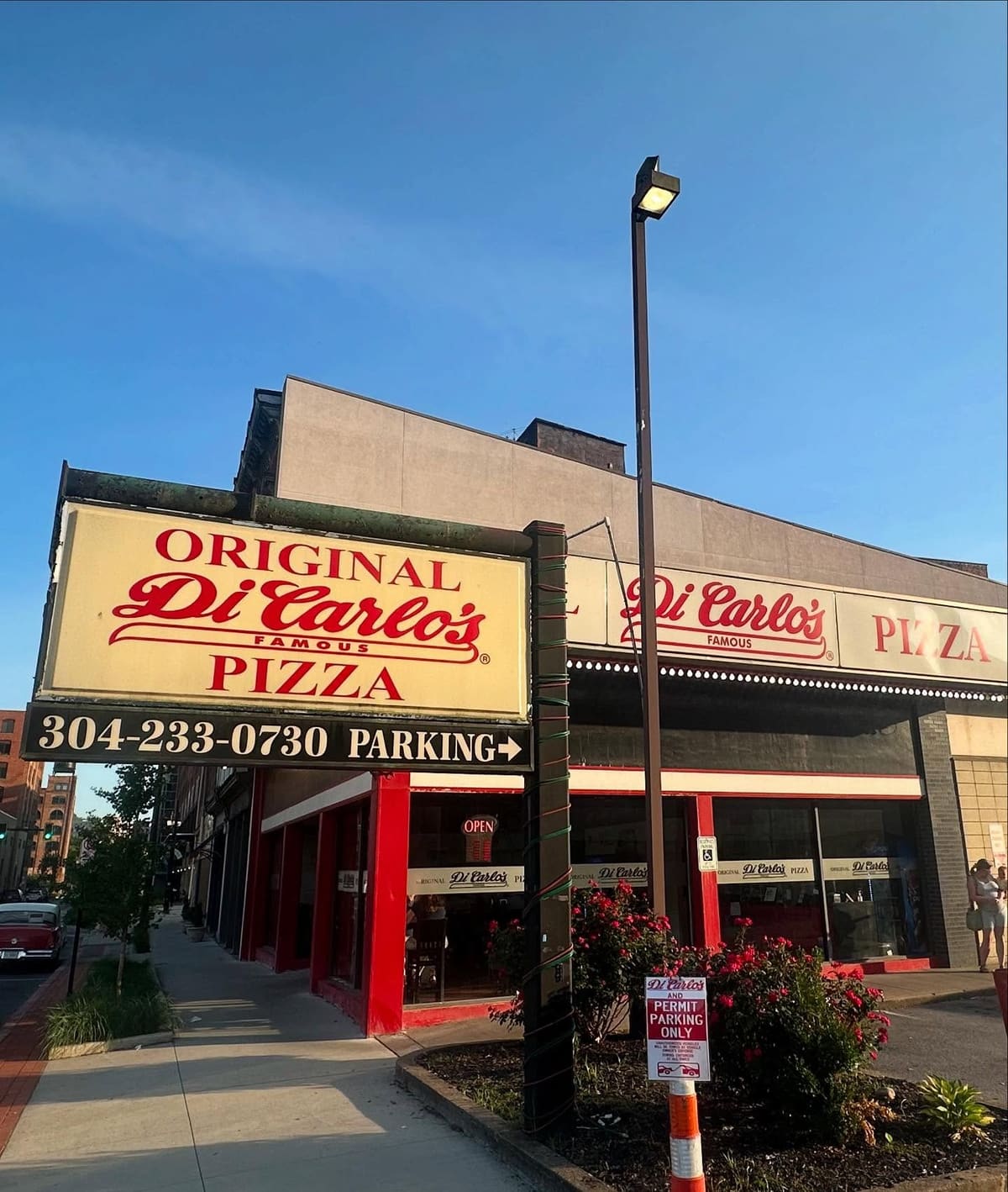 Restaurant exterior at DiCarlo’s Original Pizza in Wheeling, WV