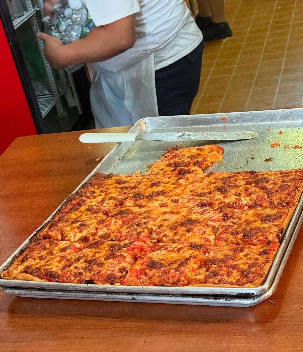 Sheet-pan pizza at Galleria Umberto in North End