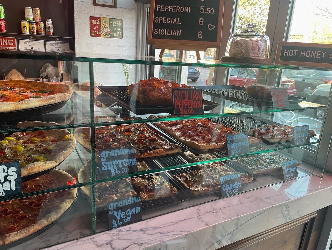 Slices in the display case at Good Pie