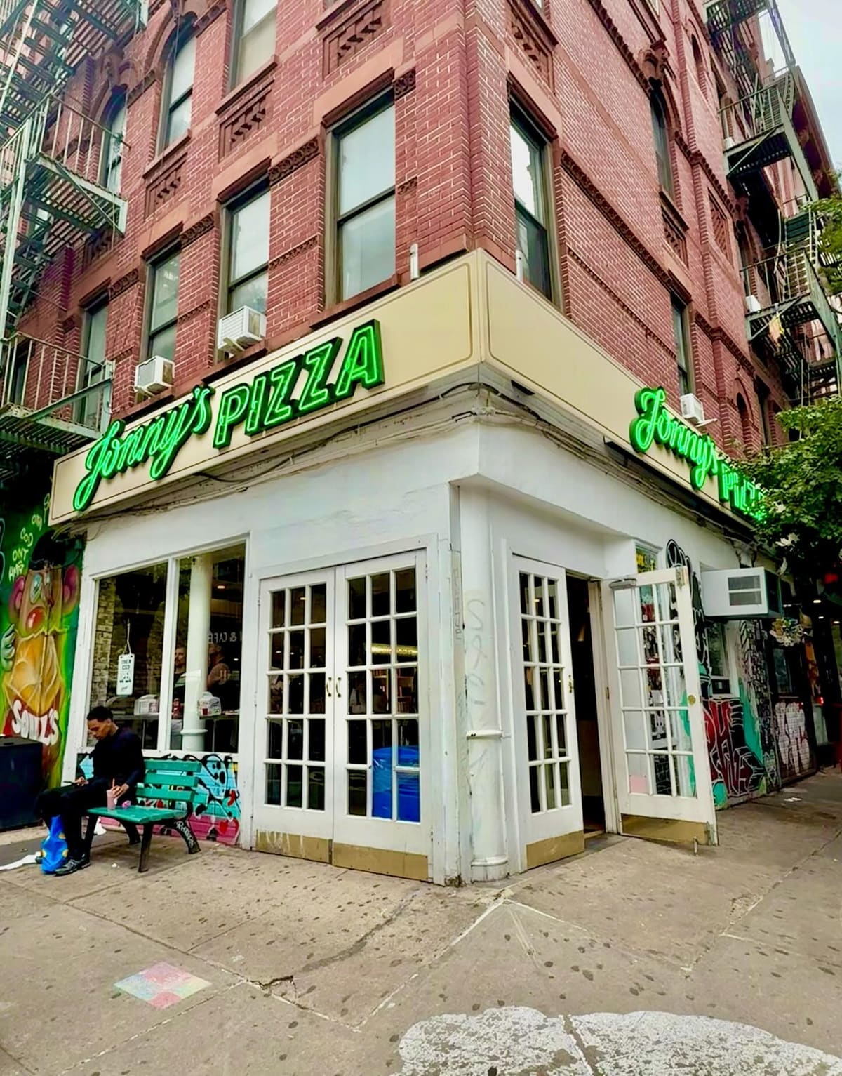 Restaurant exterior at Jonny’s Pizza in Lower East Side
