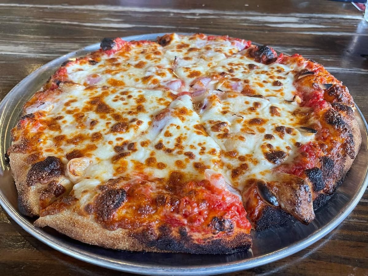 Whole pizza at Little Miami Brewery