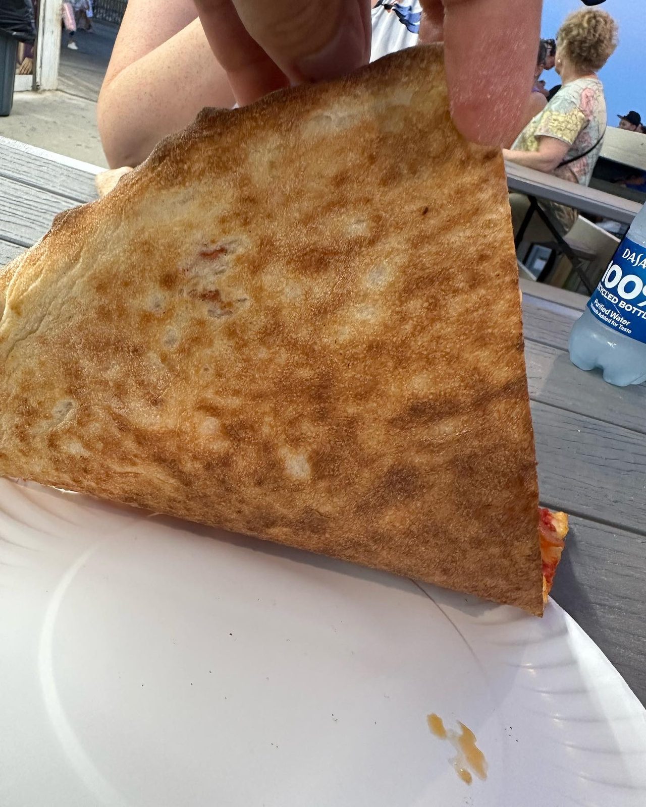 Underside of the pizza crust at Maruca’s Tomato Pies
