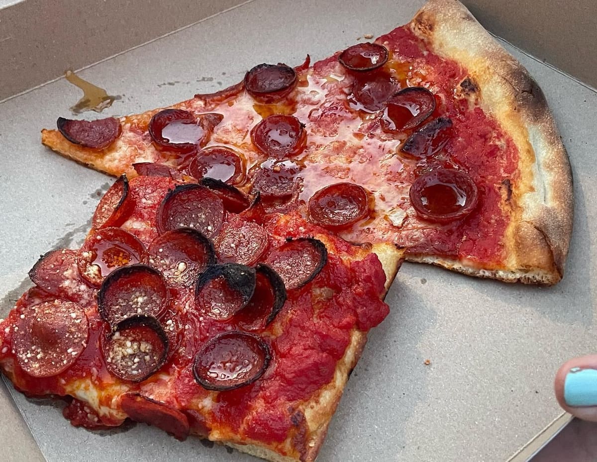 Square pizza slice at Paulie Gee’s Slice Shop