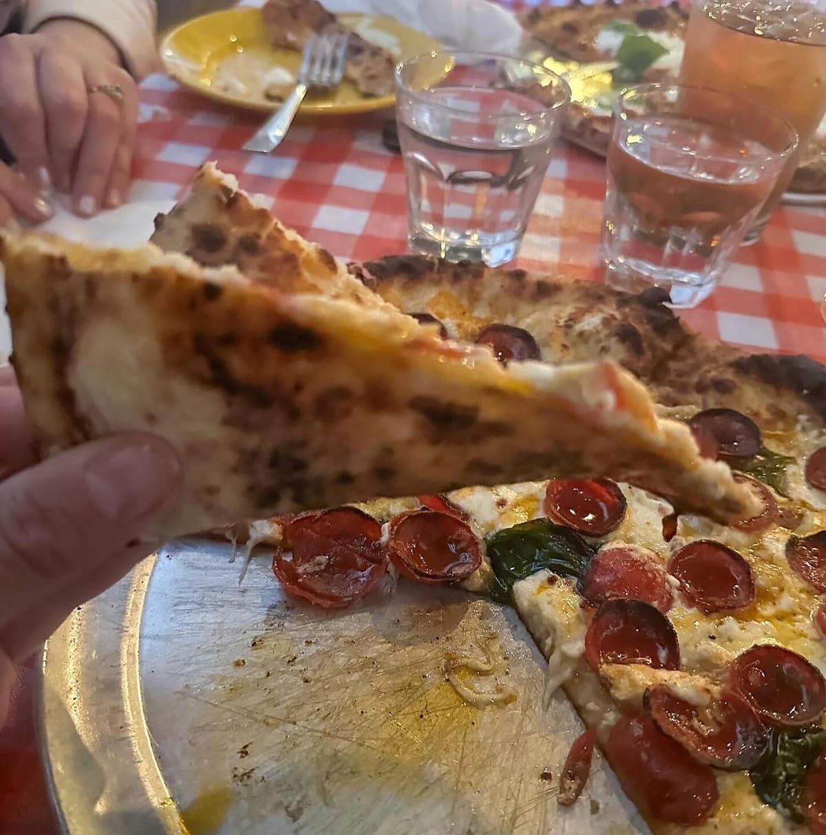 Side profile of the pizza crust at Paulie Gee’s