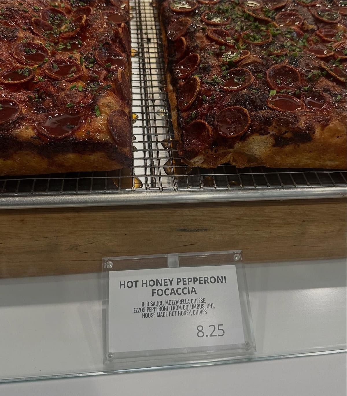 Pizza on display at Sebastian Bakehouse