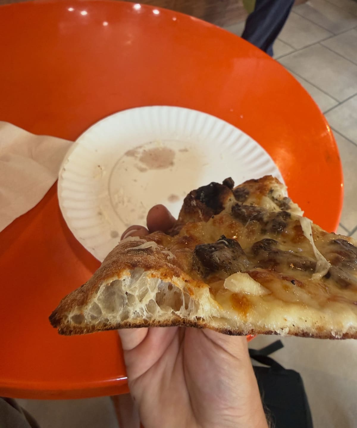 Side profile of the pizza crust at Slicehaus