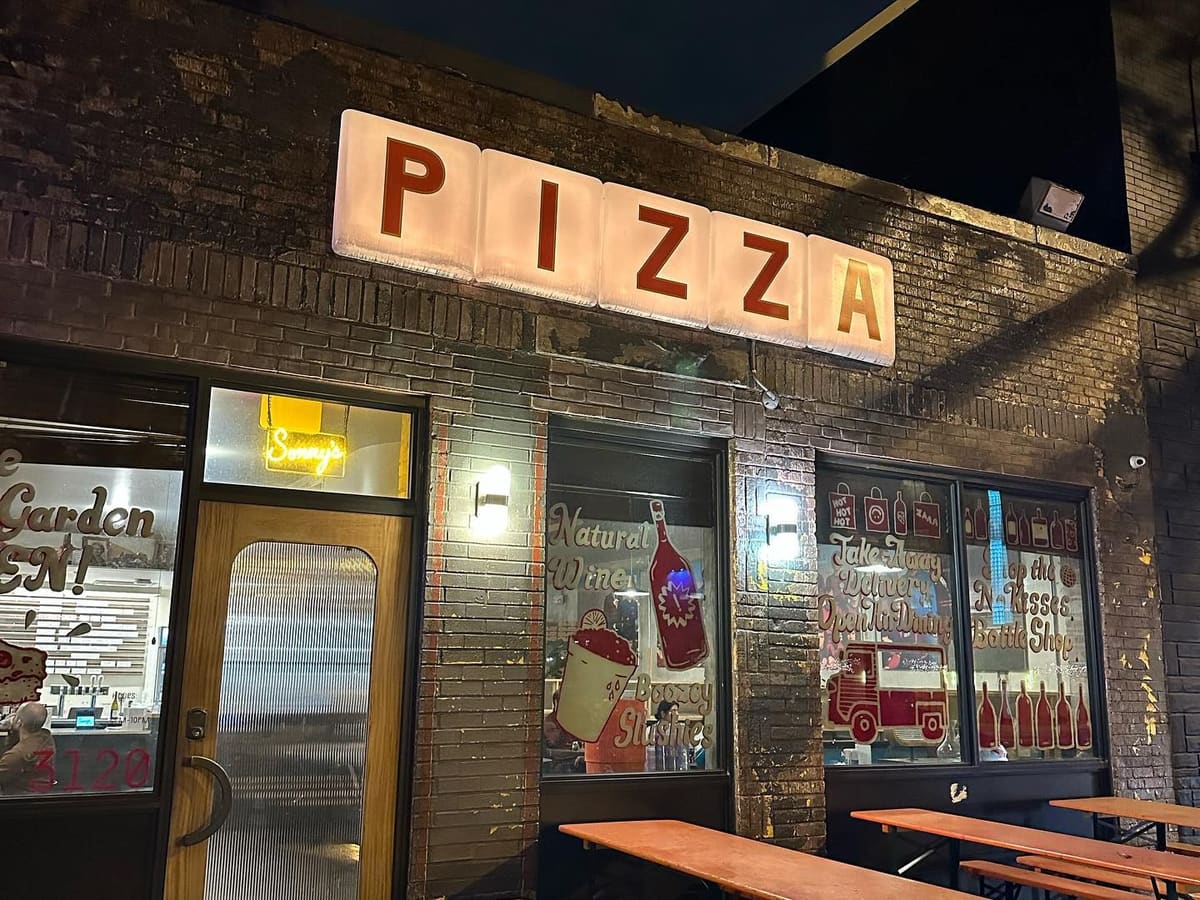 Restaurant exterior at Sonny’s Pizza