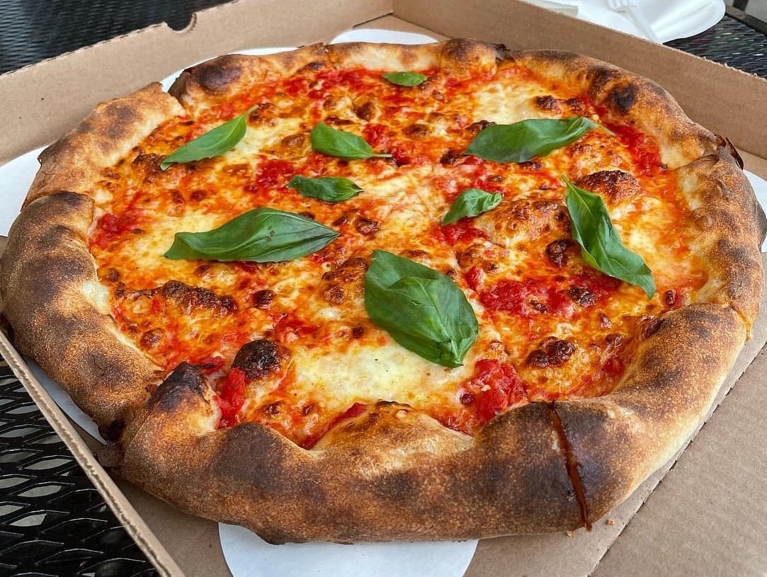 Whole pizza at St Francis Apizza