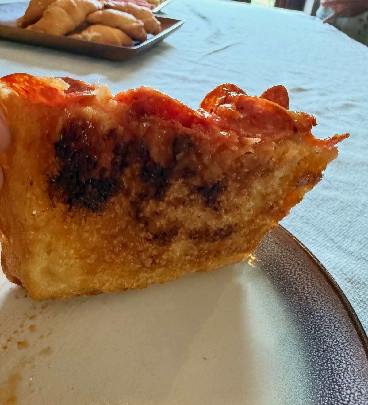 Underside of the pizza crust at Taglio in Cincinnati