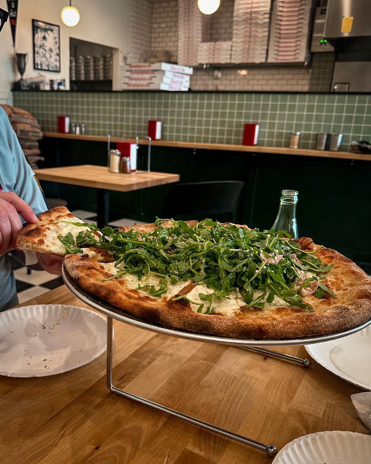 Restaurant interior at Trophy Pizza