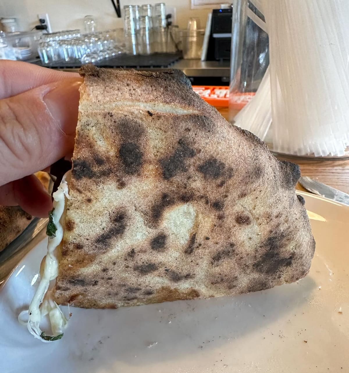 Underside of the pizza crust at Twelve08