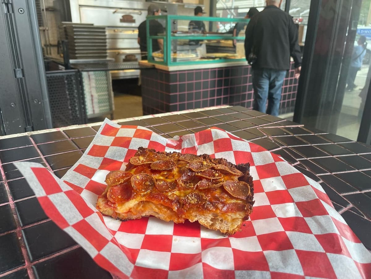Restaurant interior at Upside Pizza