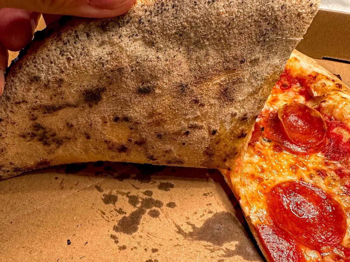 Underside of the pizza crust at Wildfire Pizza Kitchen